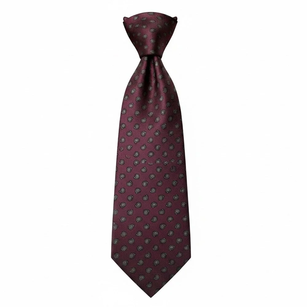 Stafford Mens Silk Necktie Burgundy Red Micro Paisley Teardrop Classic Forma Tie